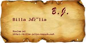 Billa Júlia névjegykártya