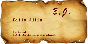 Billa Júlia névjegykártya